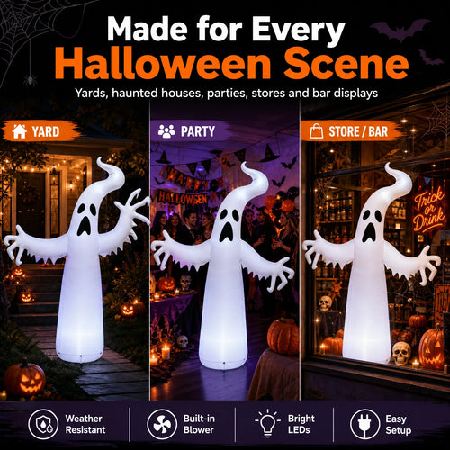 12FT Inflatable Halloween Ghost with LED Lights