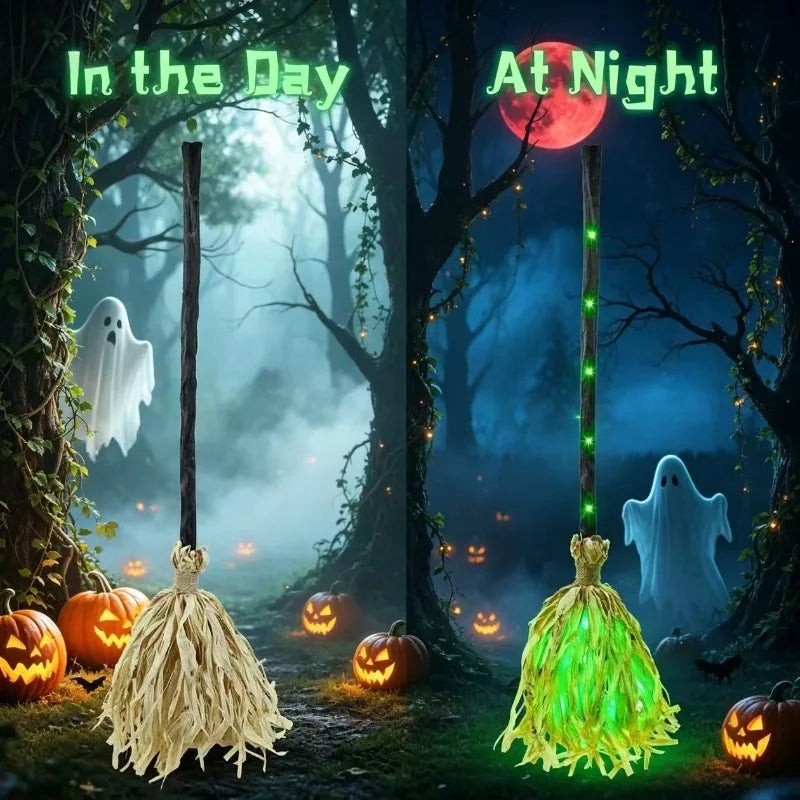 Halloween Glowing Witch Broom / Spooky Haunted House Decoration