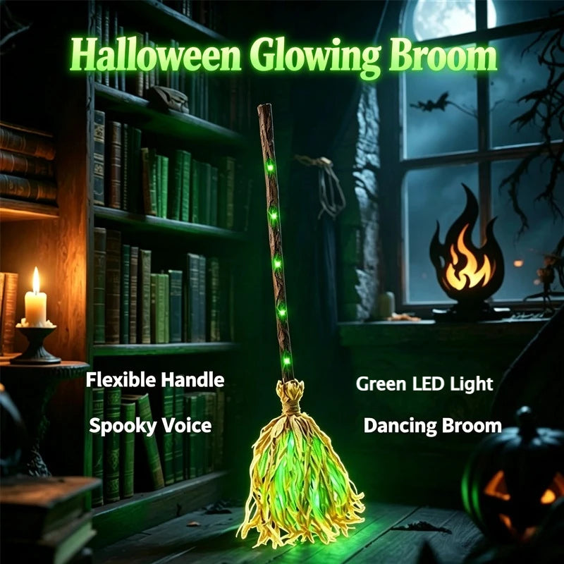 Halloween Glowing Witch Broom / Spooky Haunted House Decoration